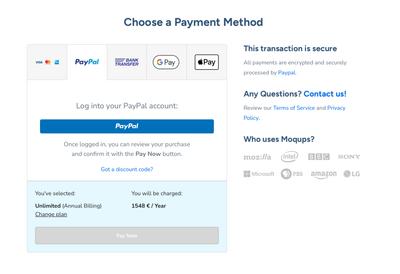 Upgrade using PayPal