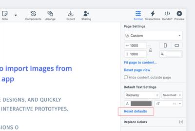 Reset default text settings