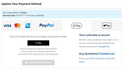 Update Google Pay Information
