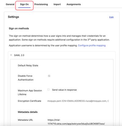 Select sign on tab