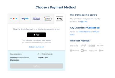 Upgrade Using Apple Pay