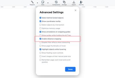 Enable or disable distance snapping option