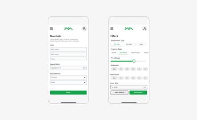 Two example of forms for mobile screens