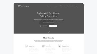 Video-based landing page wireframe template