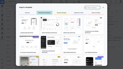 Moqups app modal for wireframing templates