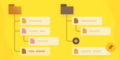 A stylized page-tree illustration showing the hierarchical layout of folders, pages and nested pages.