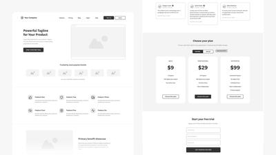 SaaS Landing Page Wireframe Template